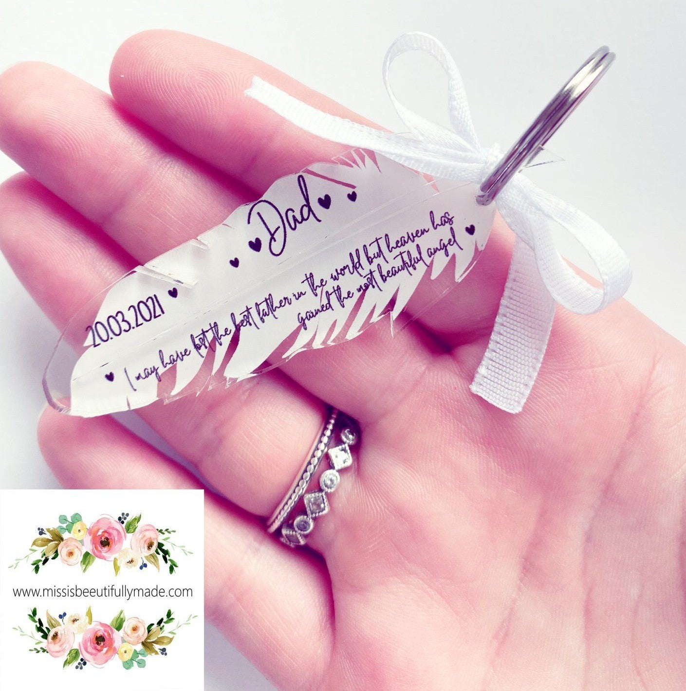 Feather keyring - Add any wording