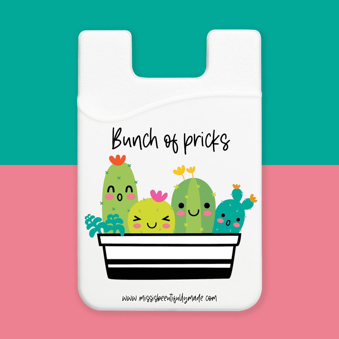 Phone Case Wallet -Cactus, Bunch of pricks (white)