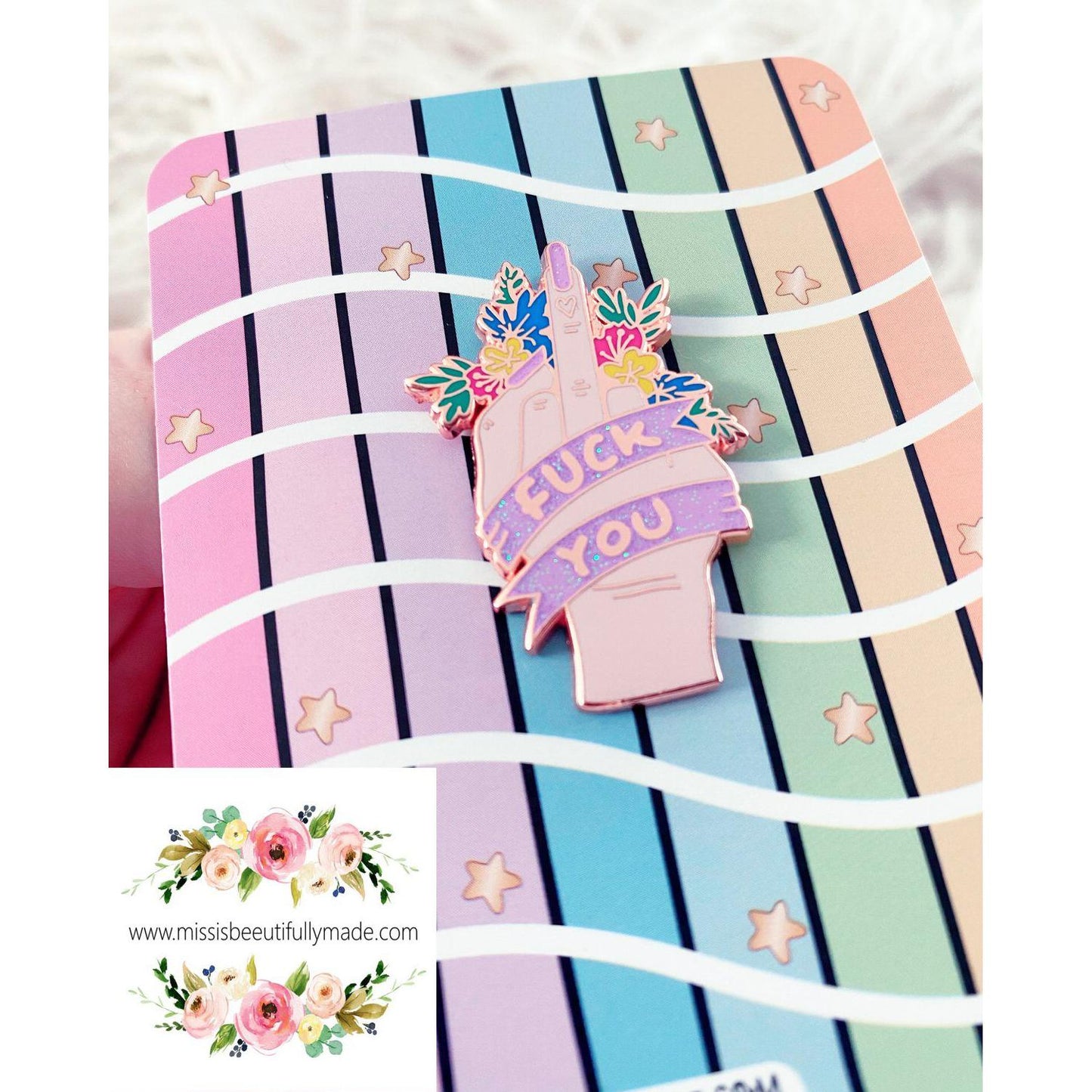 Middle finger PIN BADGE