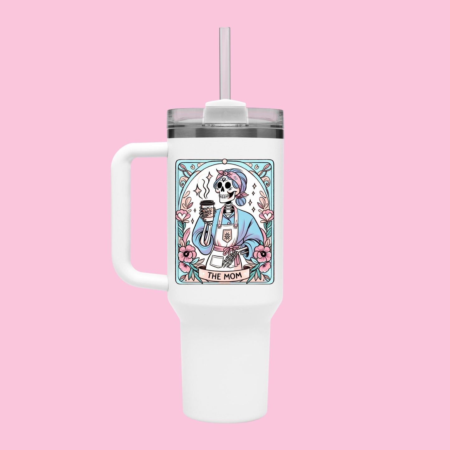 40oz Tumbler (pink glitter) - Mom Tarot Card Designs
