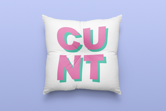 Cushion cover, standard fit, vivid large slogan 'CUNT'