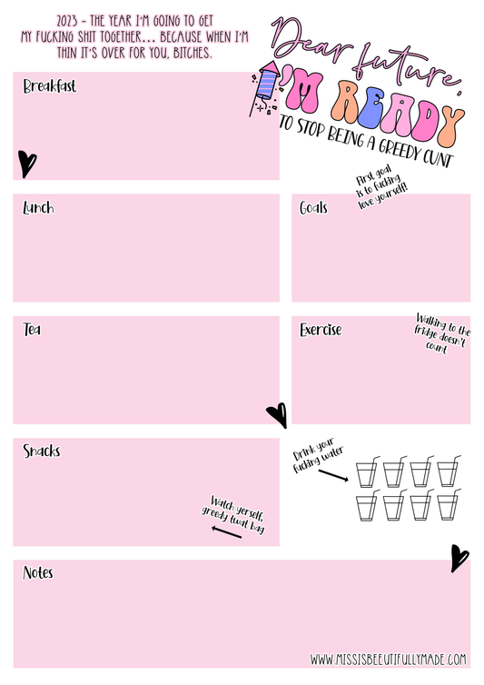 Digital Meal Planner Sheet - Dear Future...