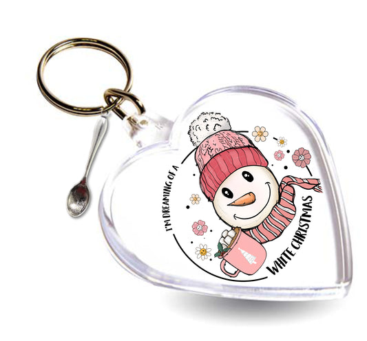 Heart Keyring - White Christmas (spoon)