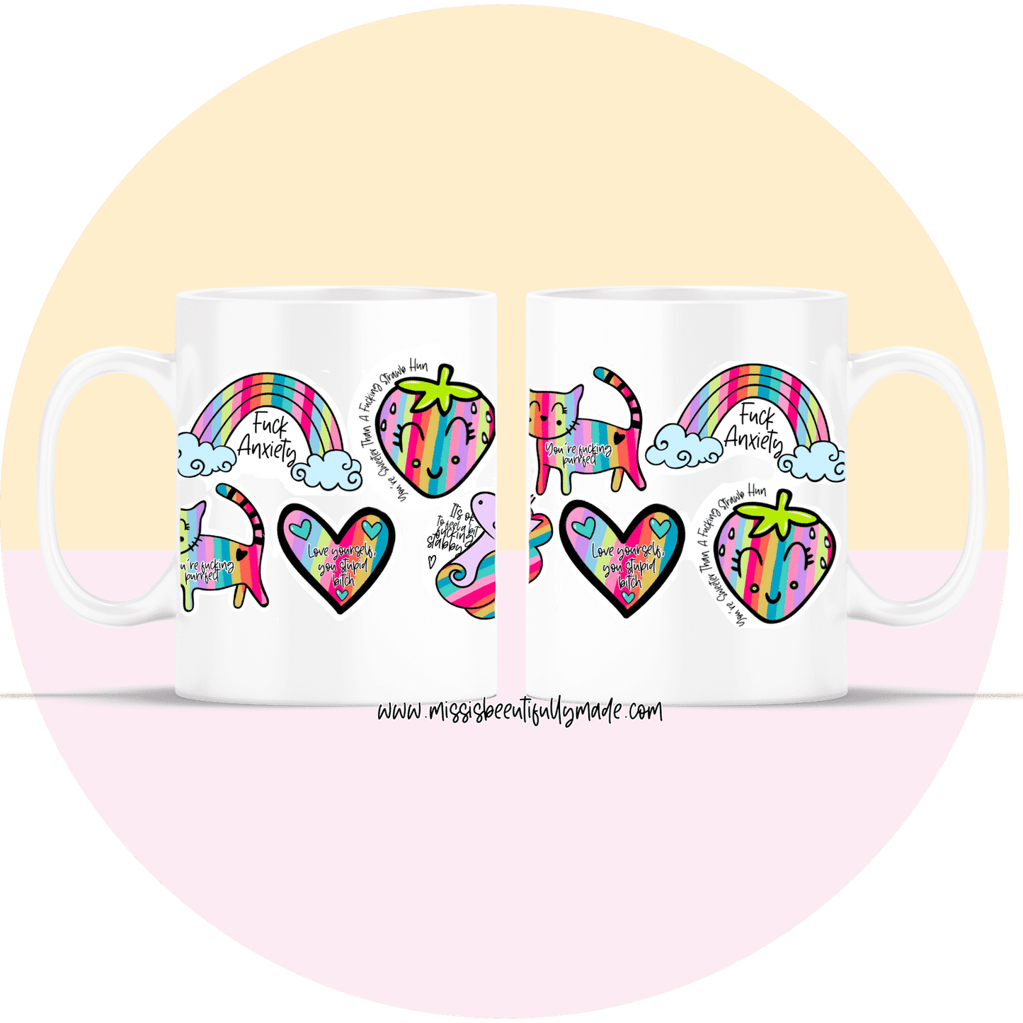Mug - Fuck Anxiety Rainbow Design