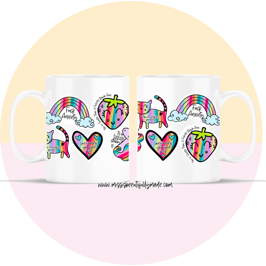 Mug - Fuck Anxiety Rainbow Design