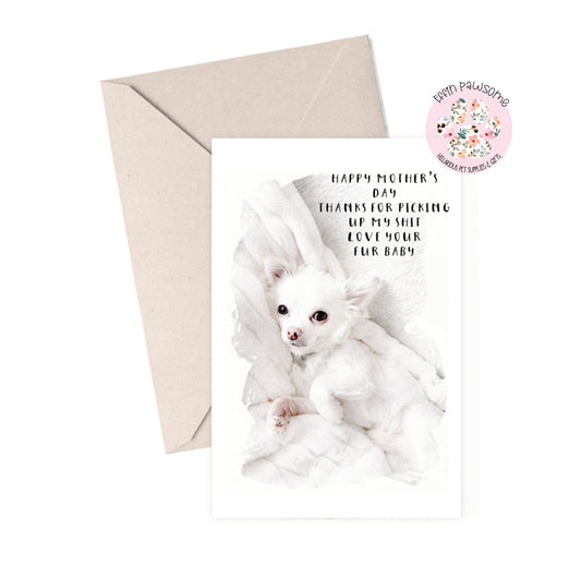 Greetings card - Personalised, Thanks for picking up my shit, love from your fur baby, dog mum, mothers day card, gift from pets