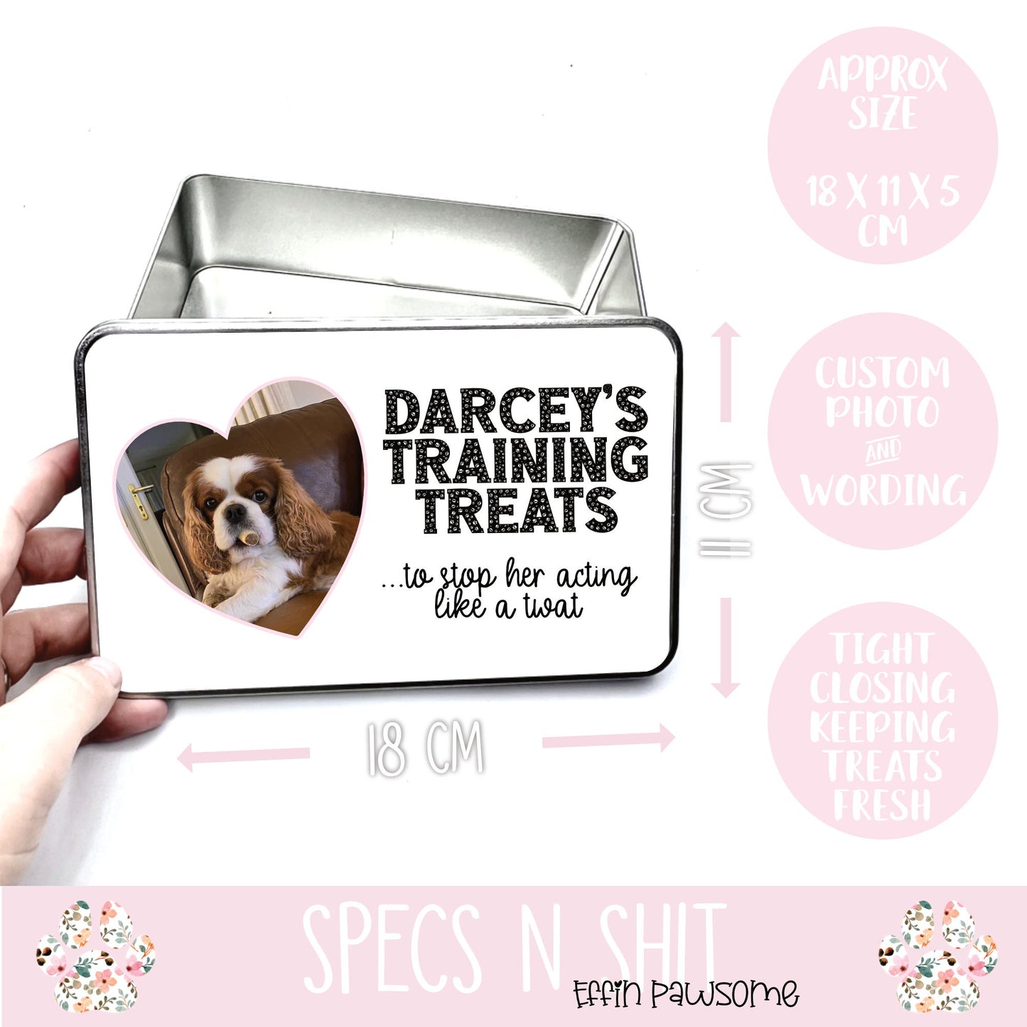 Personalised Twat Dog Treat Tin | Dog Treats, Dog Breeds | New Pet Gift | New Home Gift | New Pet | Biscuit Tin | Storage Tin | Funny Custom