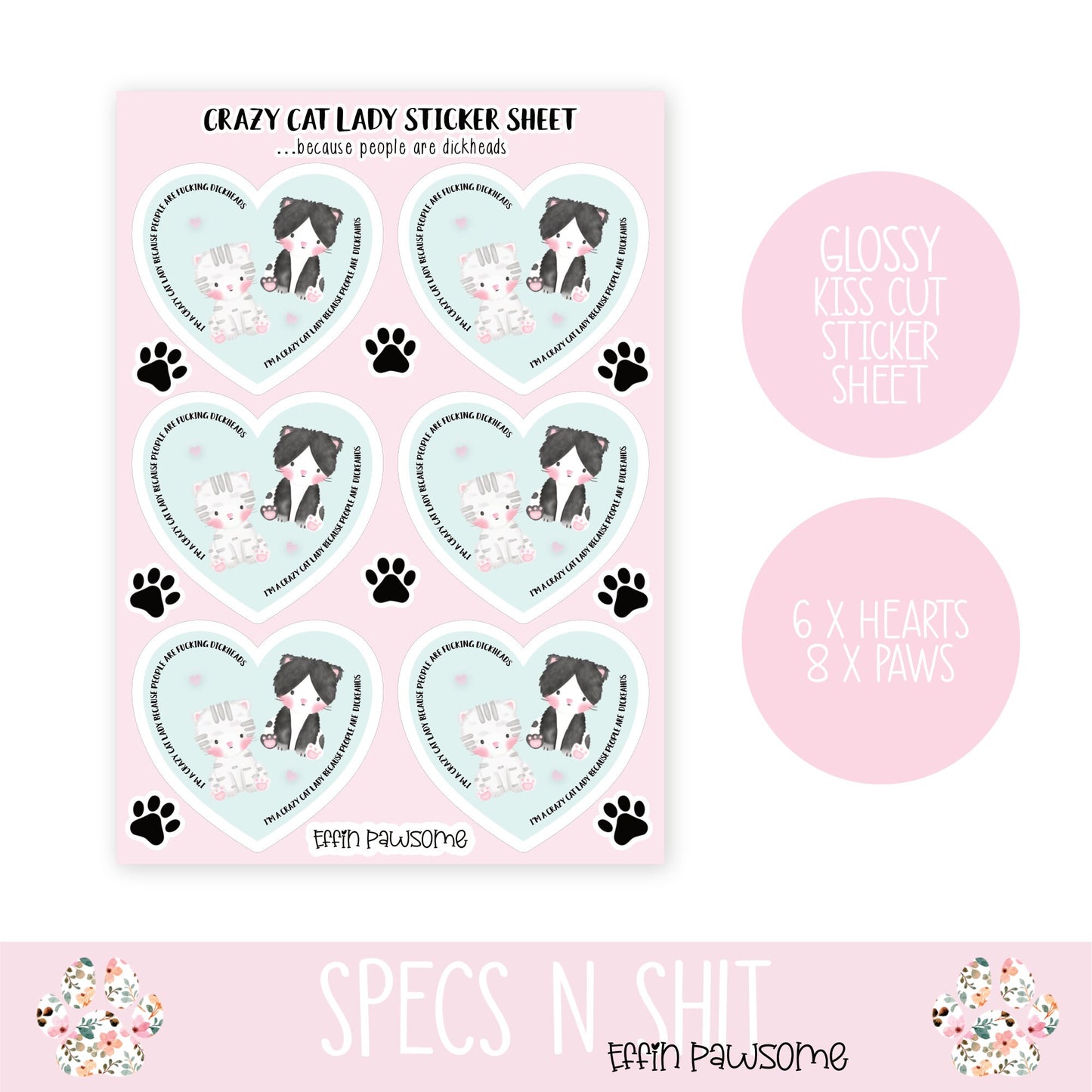Cat Lady Sticker Sheet | Cat Stickers | Kitten stickers | Sticker Sheet | Journal Stickers | Novelty Gift Idea | Funny Decals | Cat Lovers