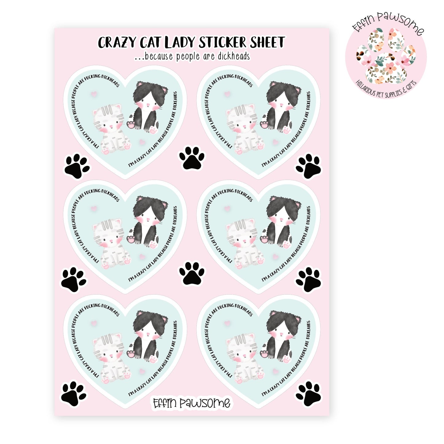 Cat Lady Sticker Sheet | Cat Stickers | Kitten stickers | Sticker Sheet | Journal Stickers | Novelty Gift Idea | Funny Decals | Cat Lovers