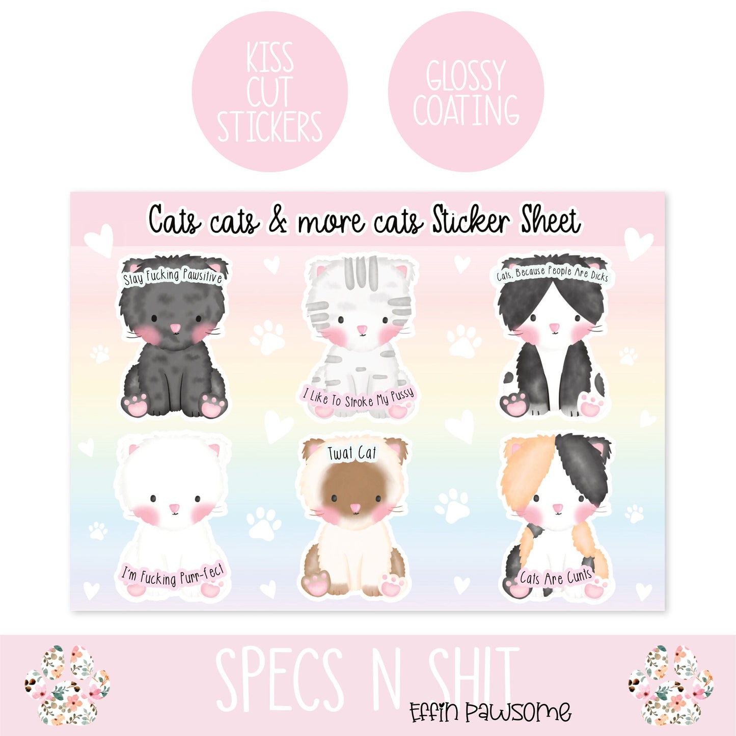 Funny Cat Sticker Sheet | Dog Stickers |Kitten stickers | Sticker Sheet | Journal Stickers | Novelty Gift Idea | Funny Decals | Cat Lovers
