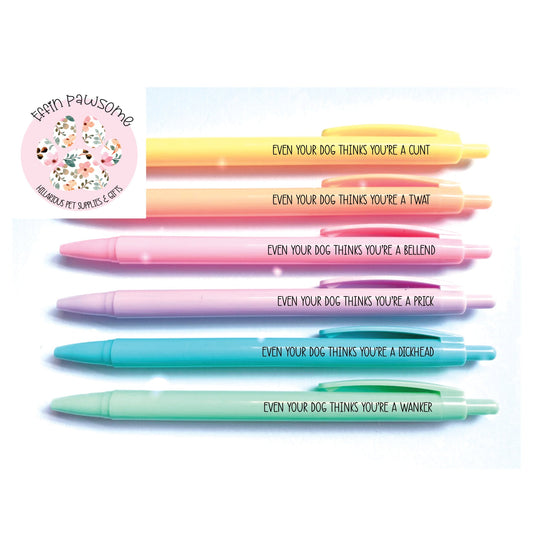 Your dog thinks... Pen Pack | Pet & Stationery Lovers | Rainbow Pen Pack | funny Pet Pens | Pet Dog | Gift Set | Office Pens | Sarcastic