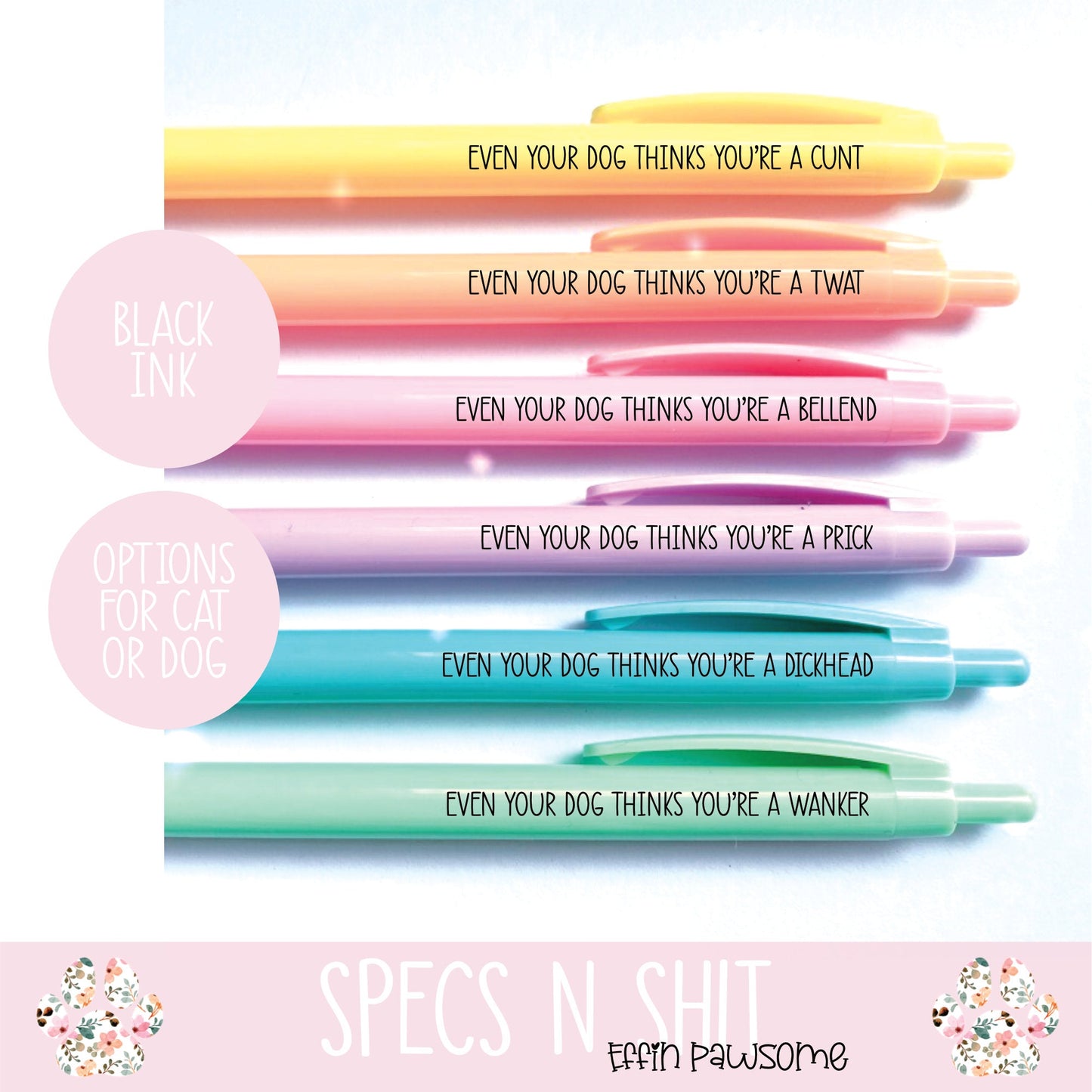 Your dog thinks... Pen Pack | Pet & Stationery Lovers | Rainbow Pen Pack | funny Pet Pens | Pet Dog | Gift Set | Office Pens | Sarcastic