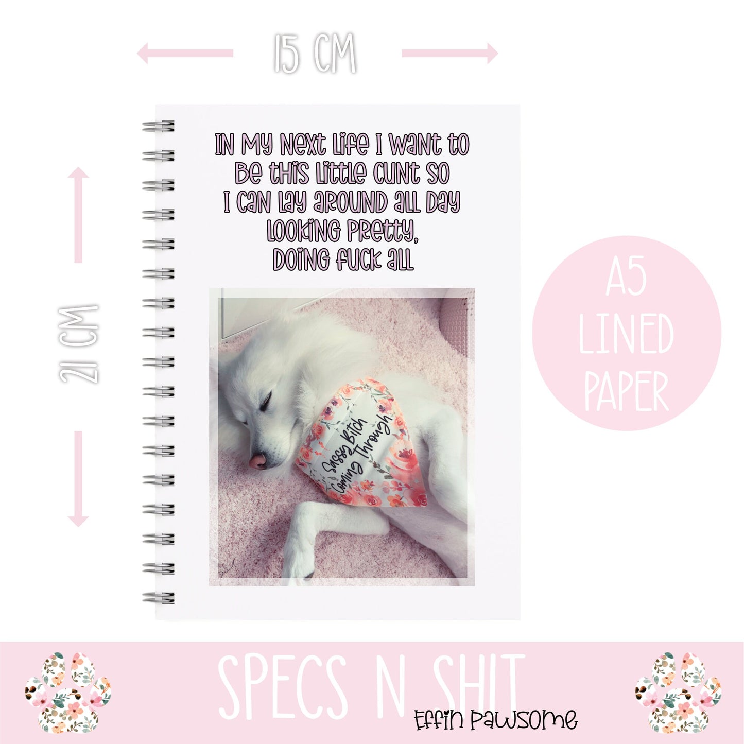 Personalised Dog Notebook | Writing Notes | Novelty Gift Funny Notebook | Birthday | Mother's Day | Student Gift | Office | Sweary Notebook