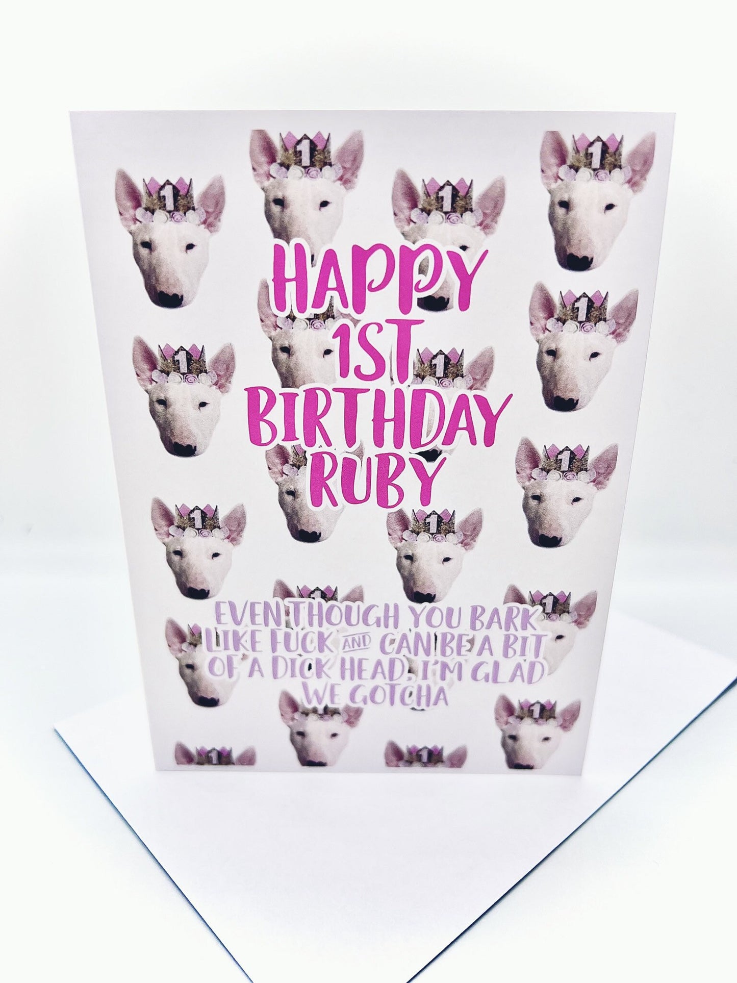 Funny Birthday Card | Happy 1st Birthday | Dog Mum | Mother's Day Card | Pet Gift | Party Celebration | Rude Card | Greetings Card | Mature