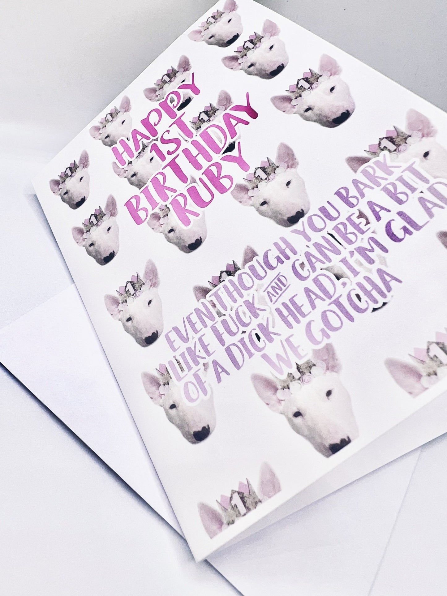Funny Birthday Card | Happy 1st Birthday | Dog Mum | Mother's Day Card | Pet Gift | Party Celebration | Rude Card | Greetings Card | Mature