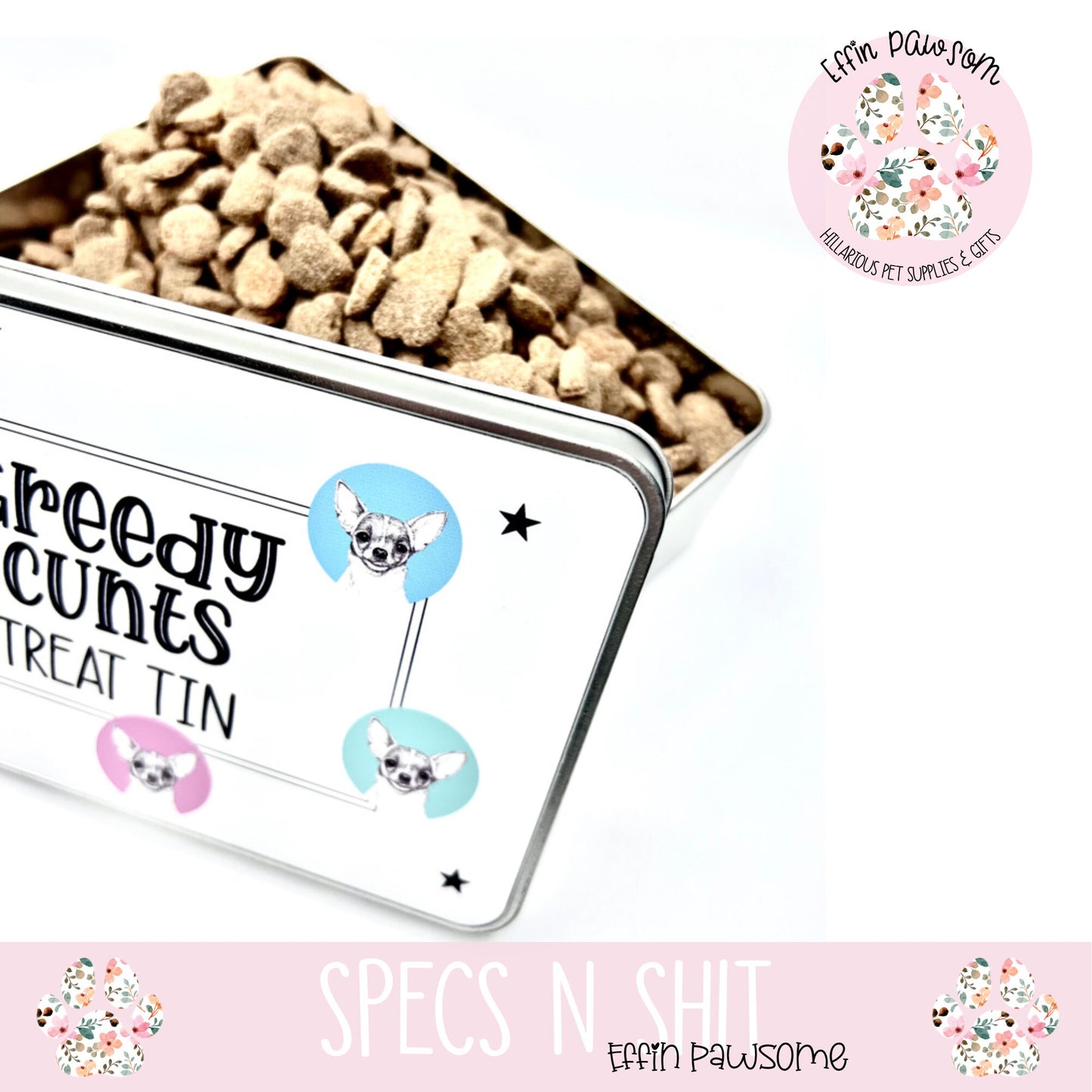 Greedy Cunts Treat Tin | Dog Treats, Dog Breeds | New Pet Gift | Storage Idea | New Home Gift | New Pet | Biscuit Tin | Storage Tin | Funny