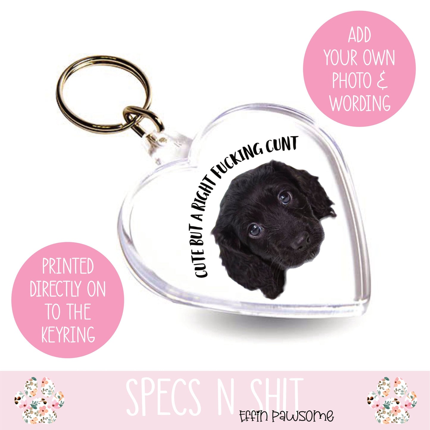 Personalised Heart Keyring - Custom Pet Photo