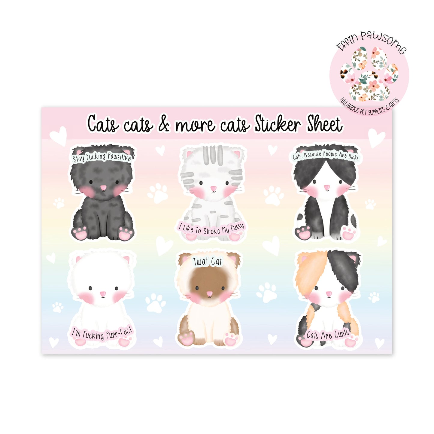 Funny Cat Sticker Sheet | Dog Stickers |Kitten stickers | Sticker Sheet | Journal Stickers | Novelty Gift Idea | Funny Decals | Cat Lovers