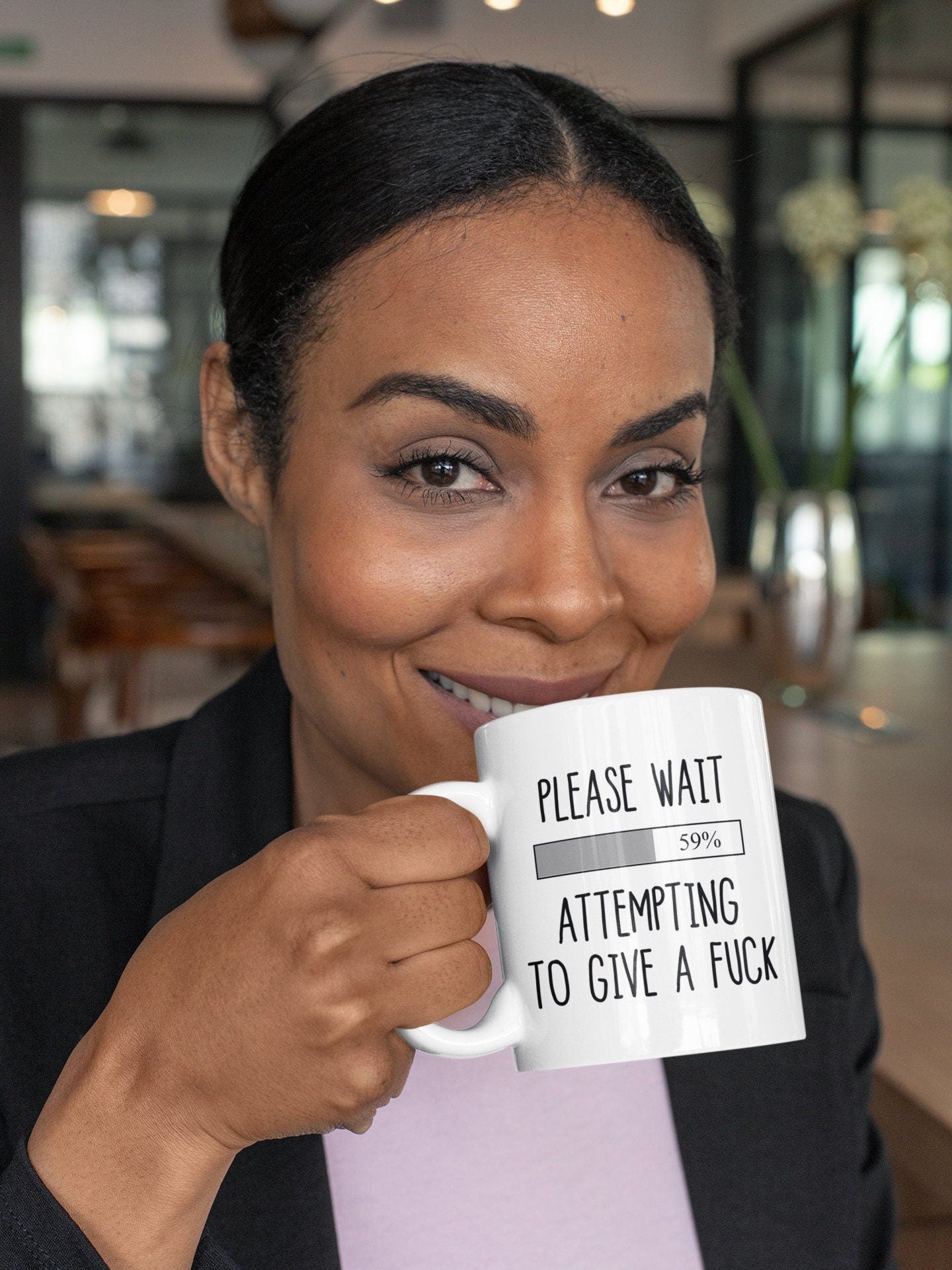 Mug - Please Wait Attempting To Give A Fuck | Sarcastic Adult Humour | Funny Novelty Gift | Rude Joke | Offensive Inappropriate Banter | Fun