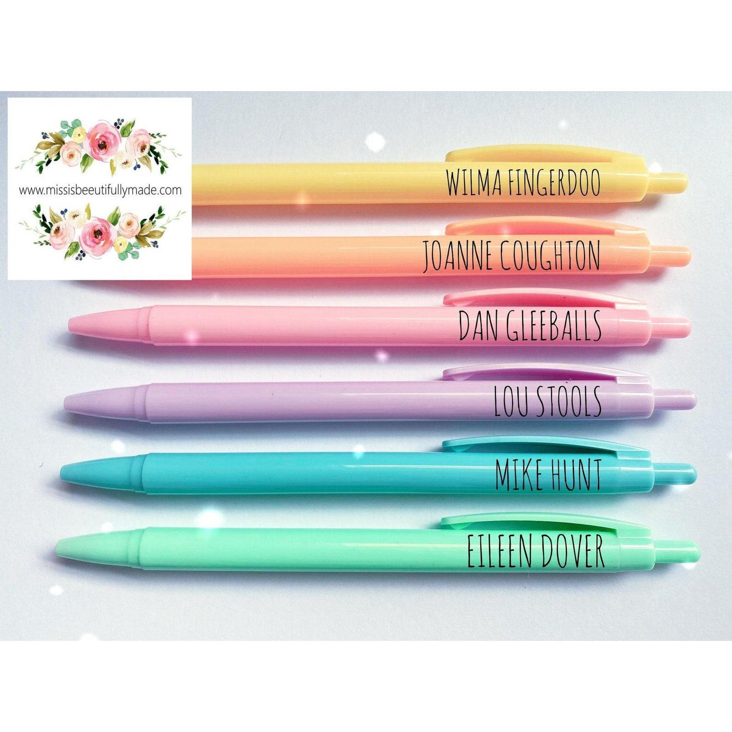 Rainbow pen pack - &#39;Rude names&#39;