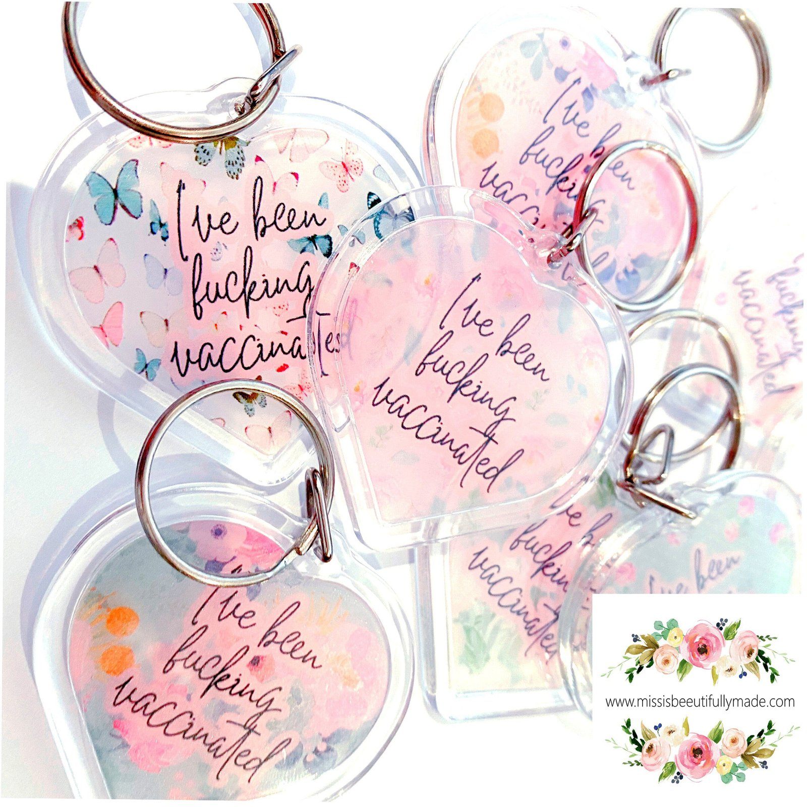Heart keyring - I’ve been fucking vaccinated