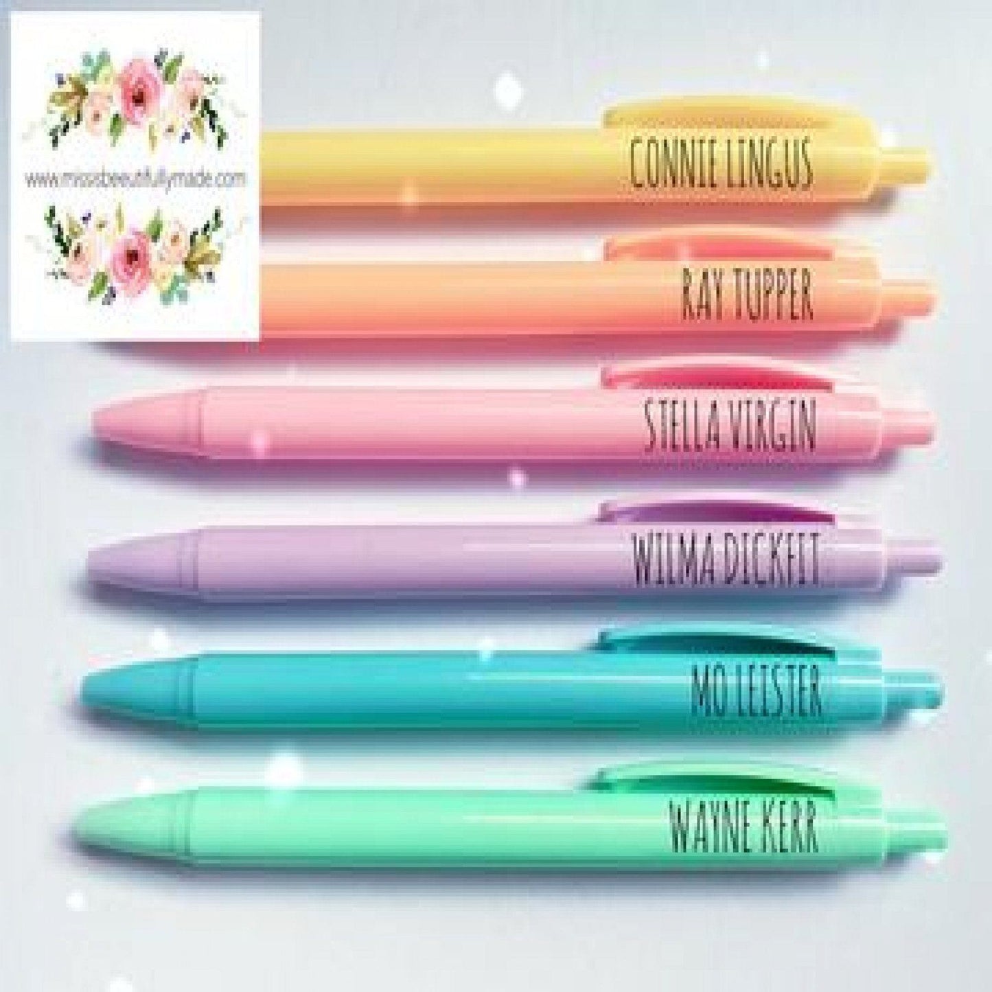 Rainbow pen pack - &#39;Rude names&#39;