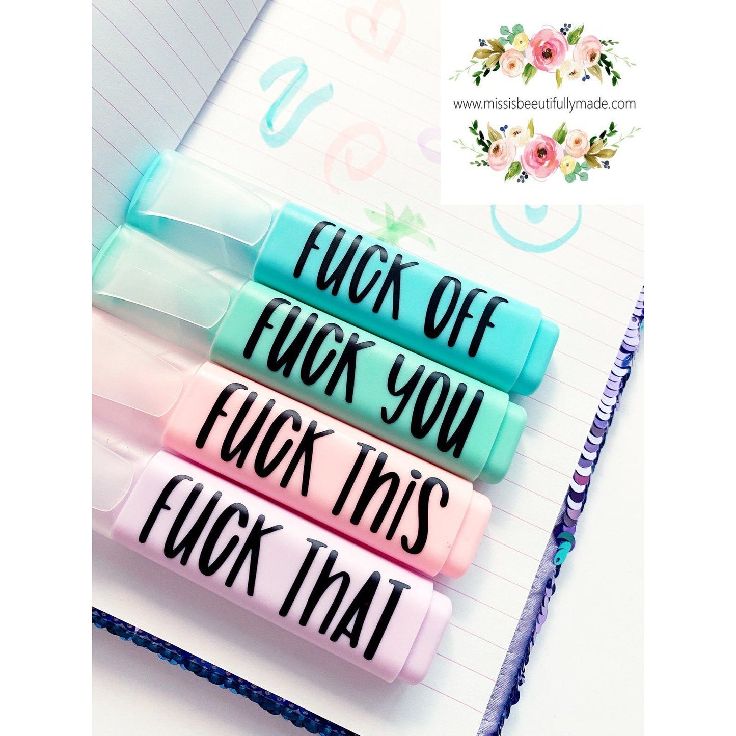 Pastel profanity highlighters x4