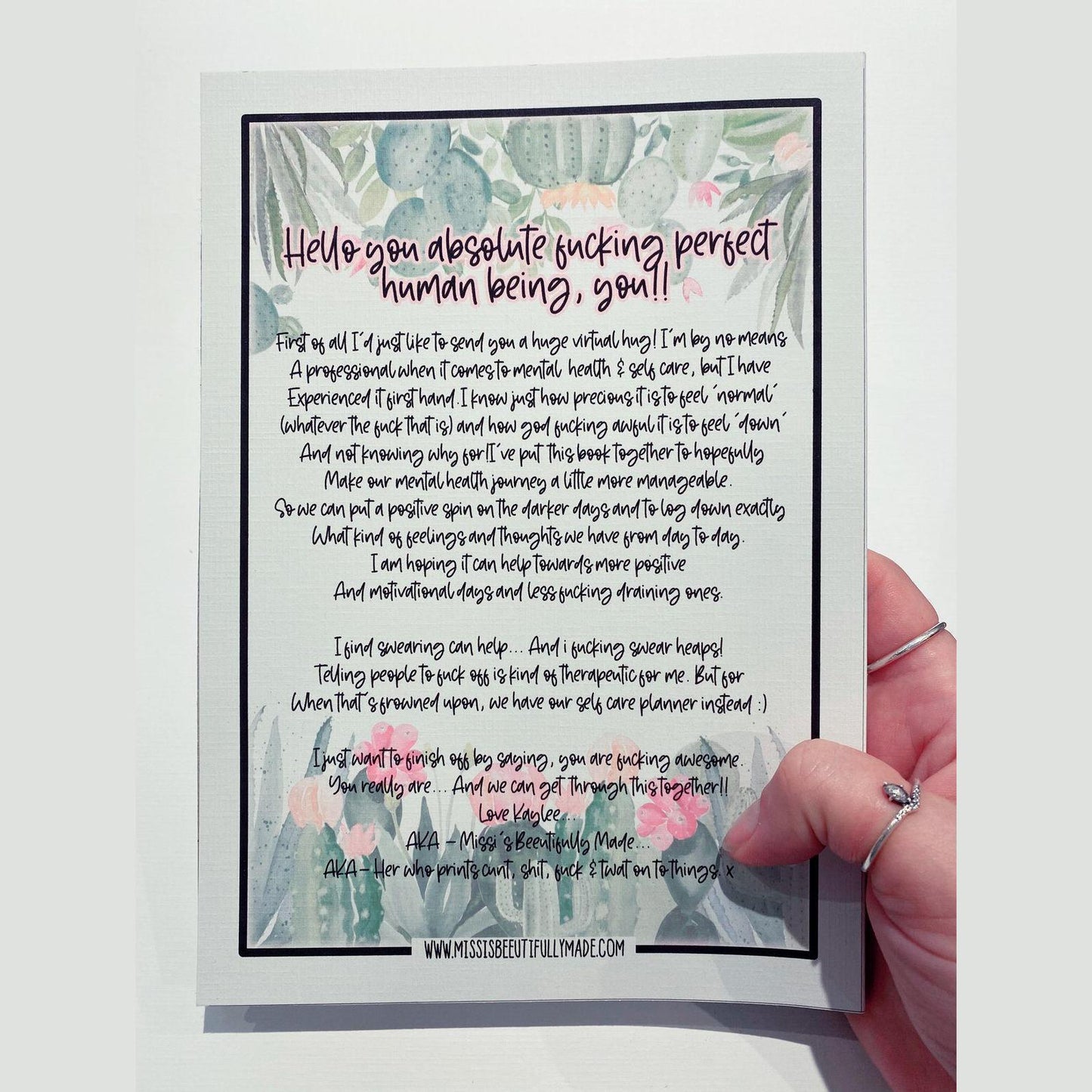 Cactus Self Care Planner - Because Life Can Be A Bit Of A Prick