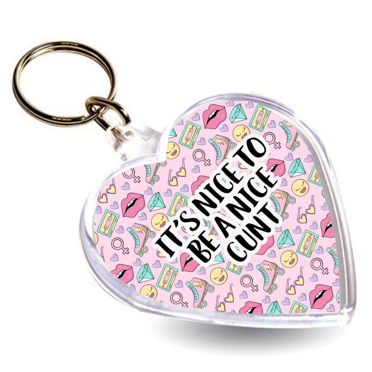 Heart keyring - Nice Cunt (retro design)