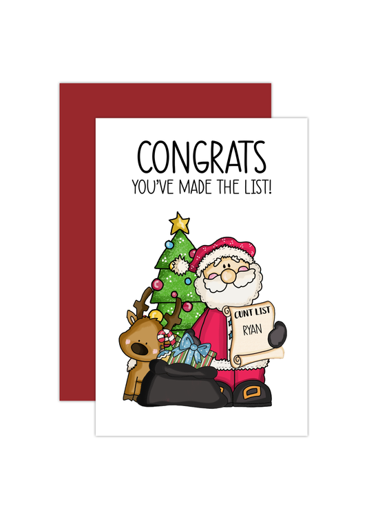 Card - Congrats, you made the list