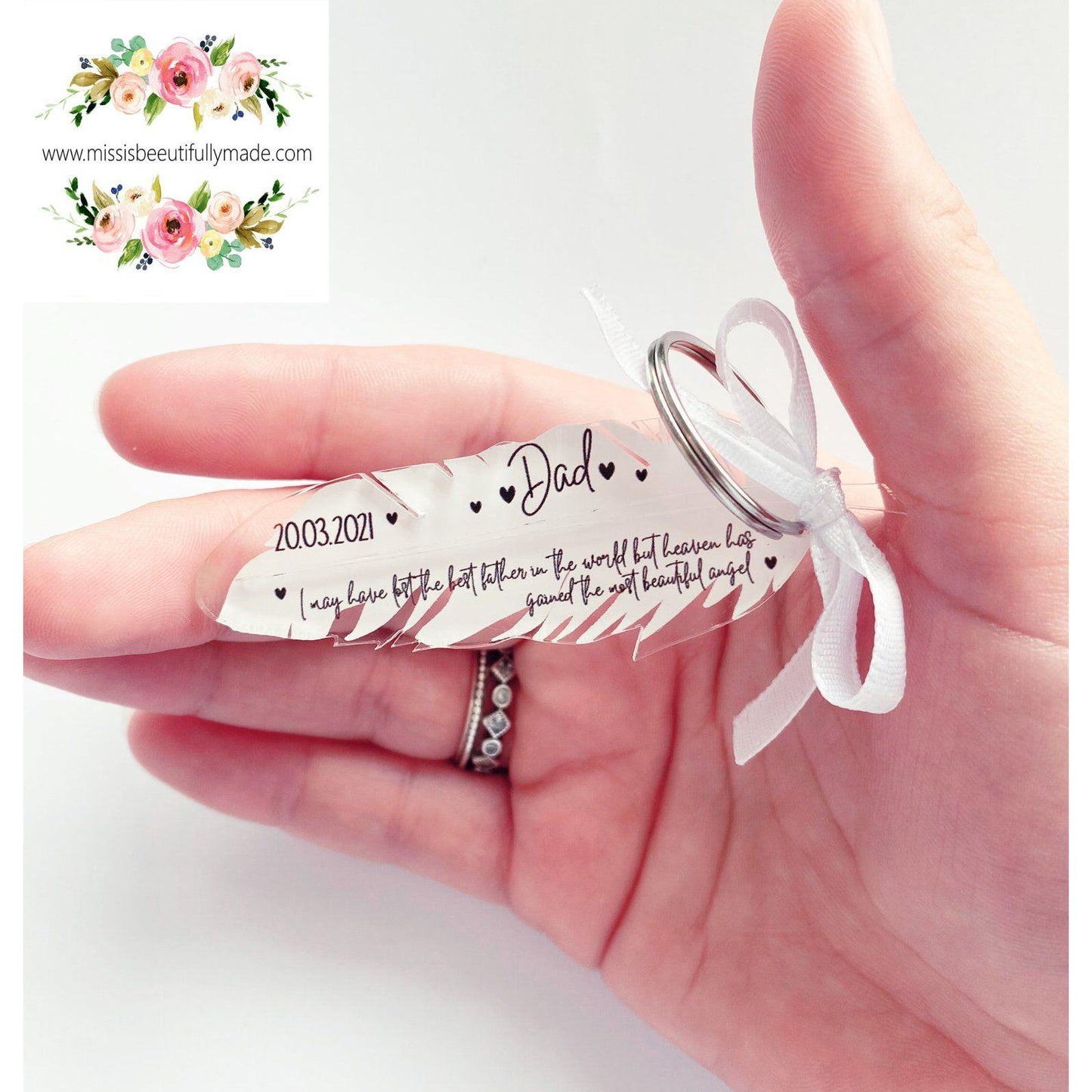 Feather keyring - Add any wording