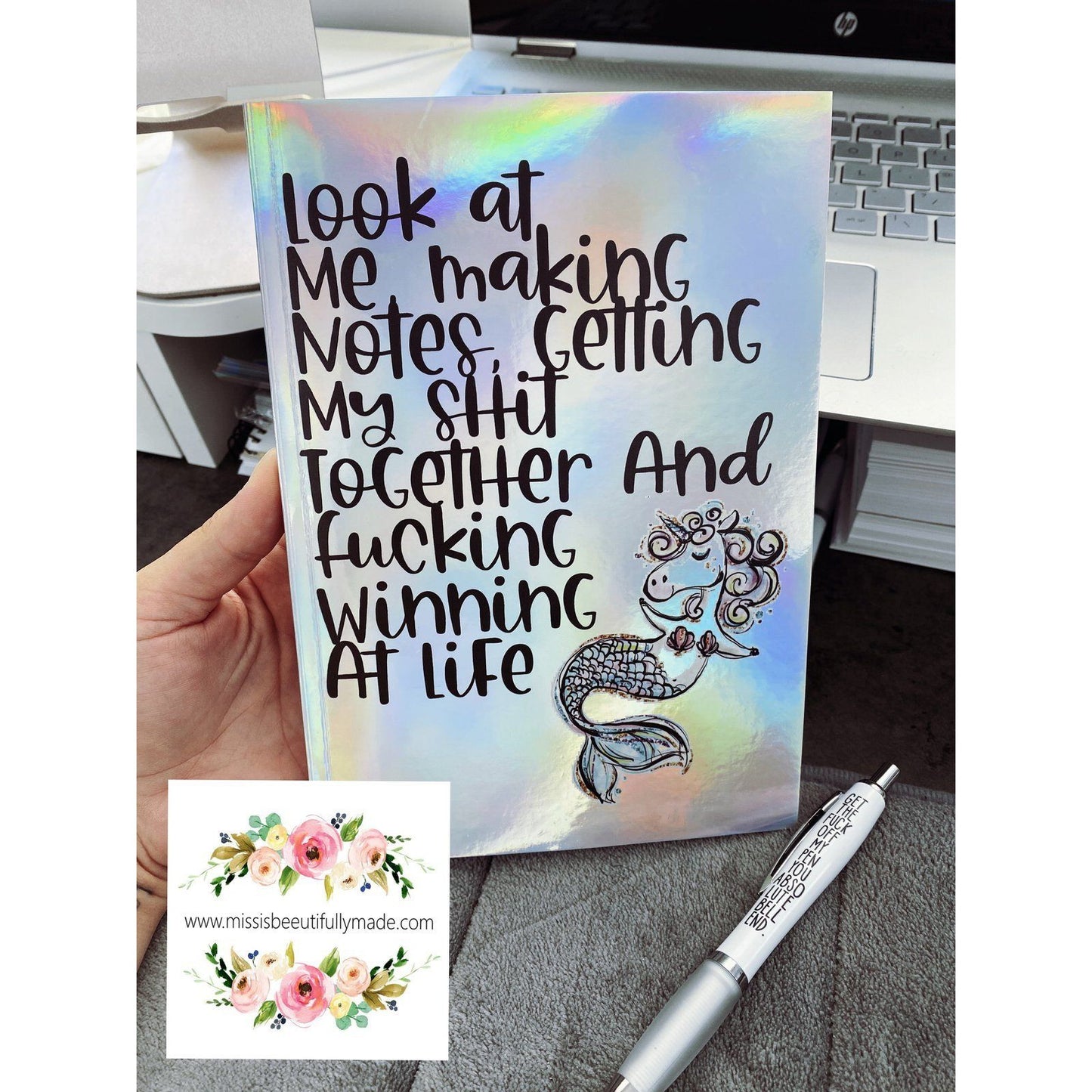 Iridescent Notebook - Mermaid, look at me making notes