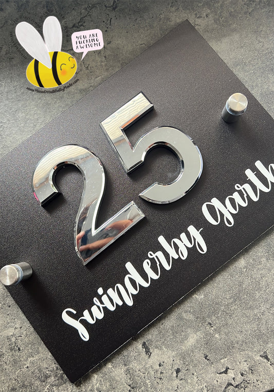 Metal Door Sign - 3D Numbers (black)