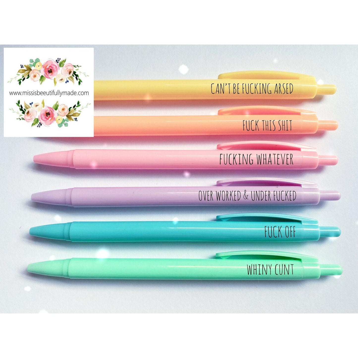 Rainbow Pen pack - ‘fuck it quotes’