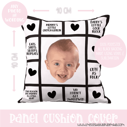 Panel Cushion cover -  Mummy’s little crotch goblin