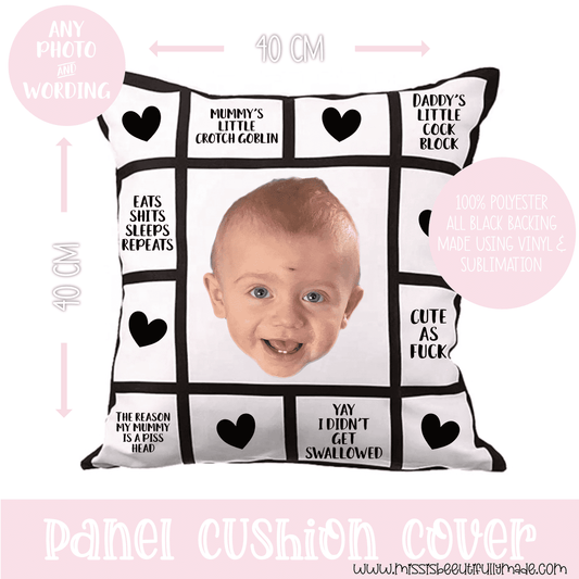 Panel Cushion cover -  Mummy’s little crotch goblin