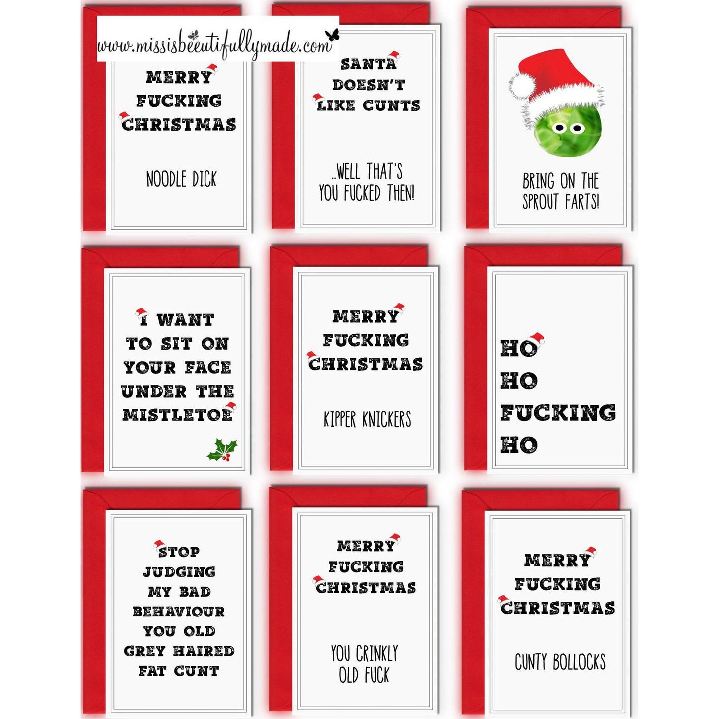 Christmas Card Pack - 9 profanity Christmas cards