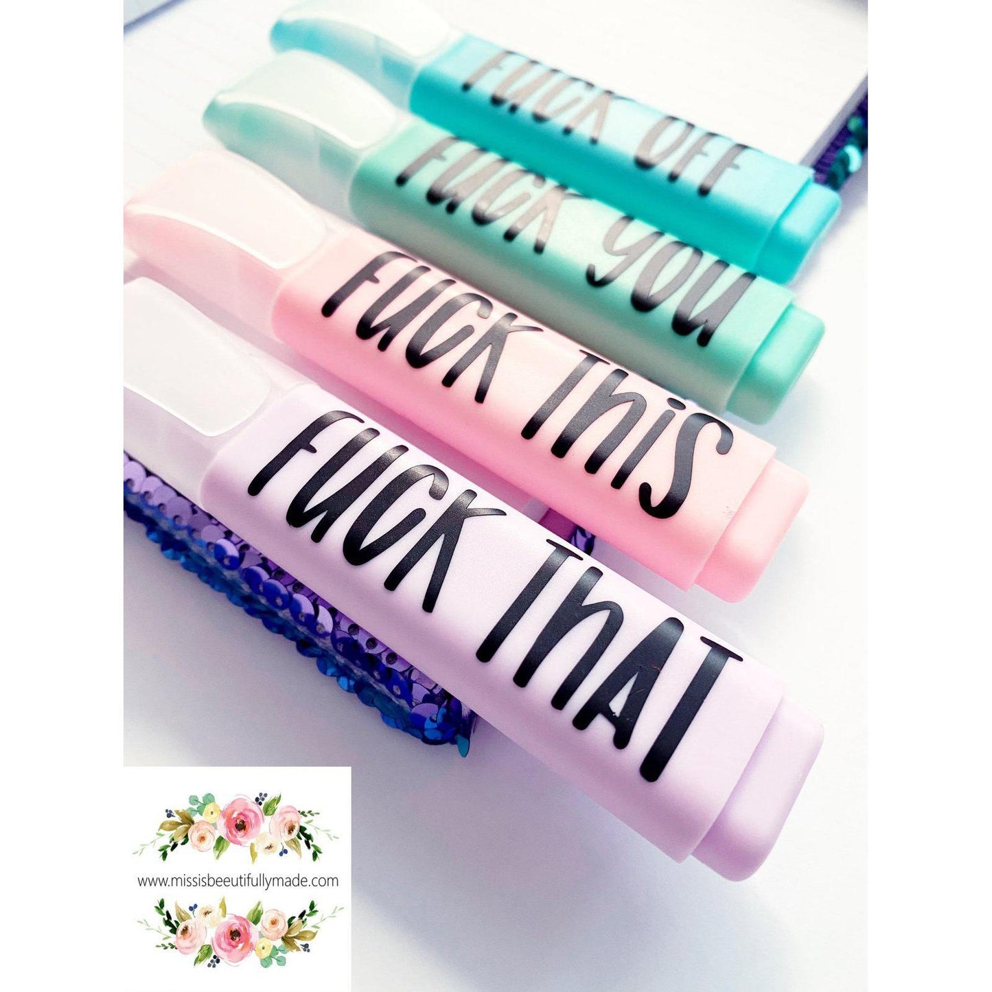 Pastel profanity highlighters x4