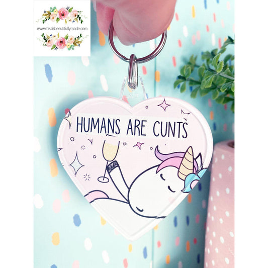Large Heart keyring - Humans are cunts