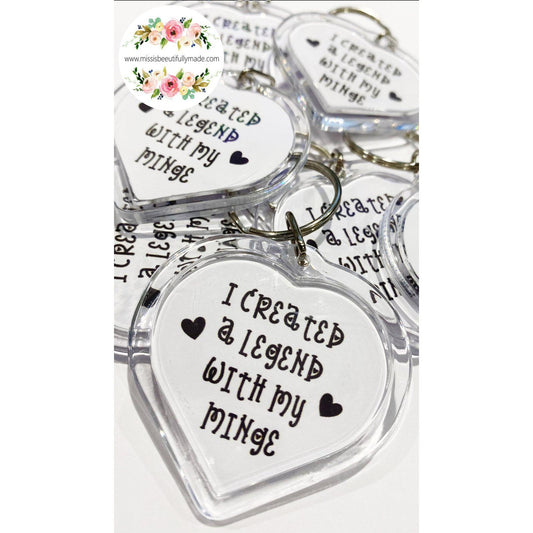 Heart Keyring- I created a legend with my minge *FREE UK P&P*