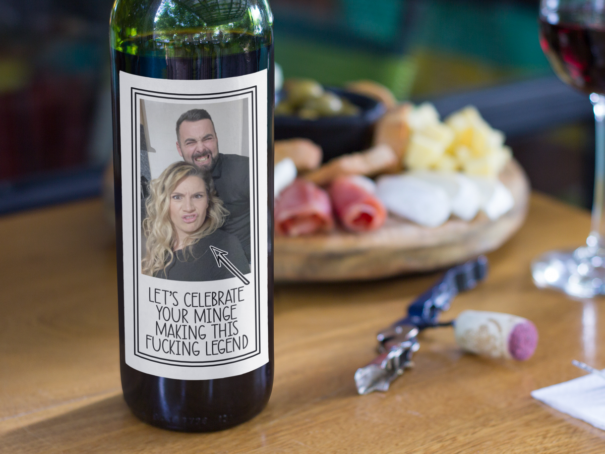 Sticker Minge Wine Bottle Sticker Label - Let's Celebrate Your Minge Making This Fuc ...
