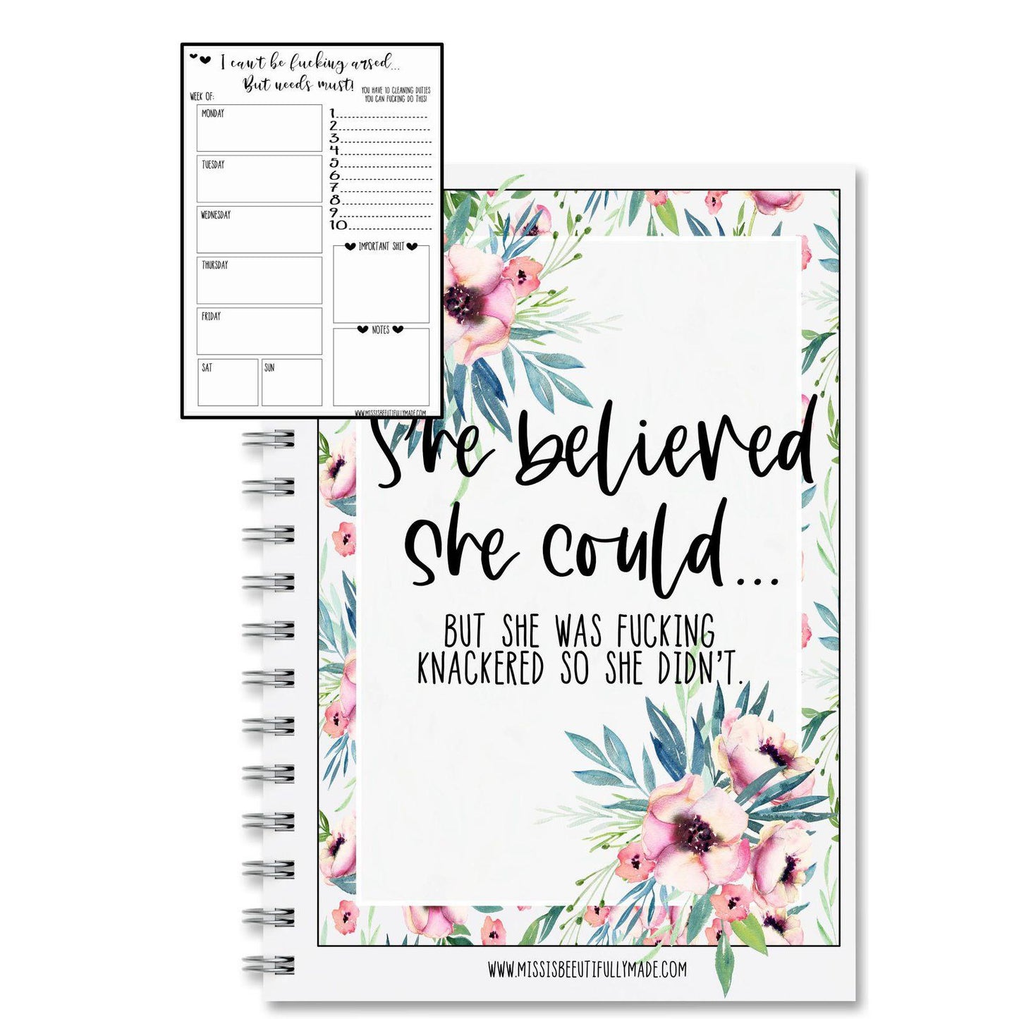 Cleaning Planner - she believed she could (floral)
